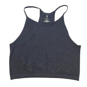 AS Revival Black Ribbed High-Neck Racerback Tank Top L/XL Nylon & Spandex